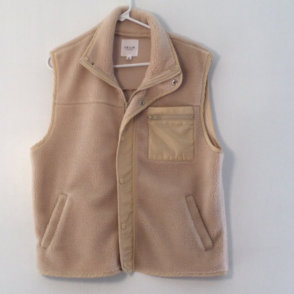 LELIS Ladies Tan Sherpa Fleece Vest